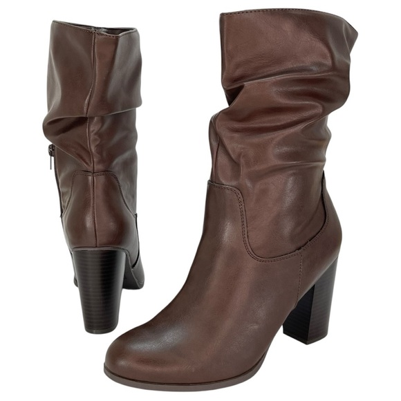 Style & Co. Saraa Chocolate Faux Leather Ruched Womens Booties Size 6M - Picture 10 of 13